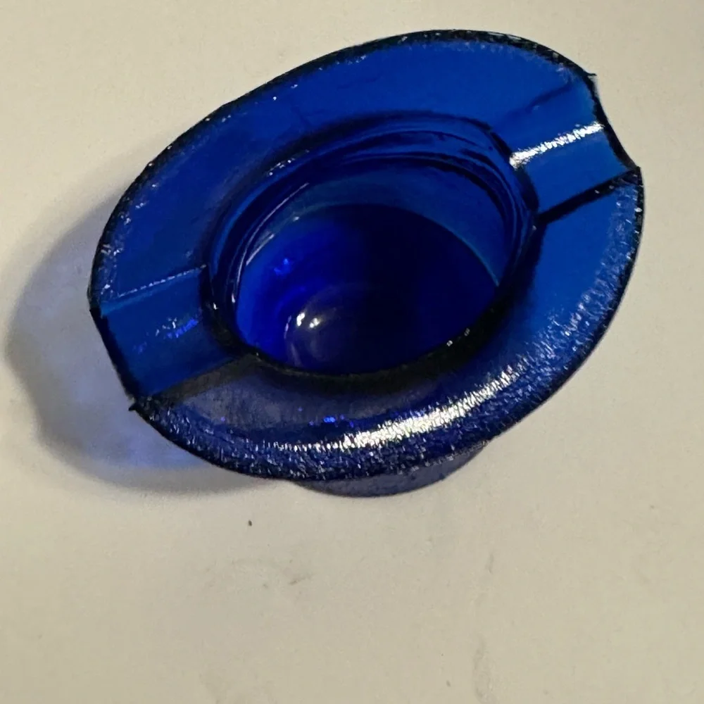 Vintage Cobalt Blue Top Hat Ash Tray/Match Stick Holder